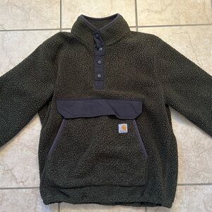 Carhart relaxed fit fuzzy quarter button size medium forest green